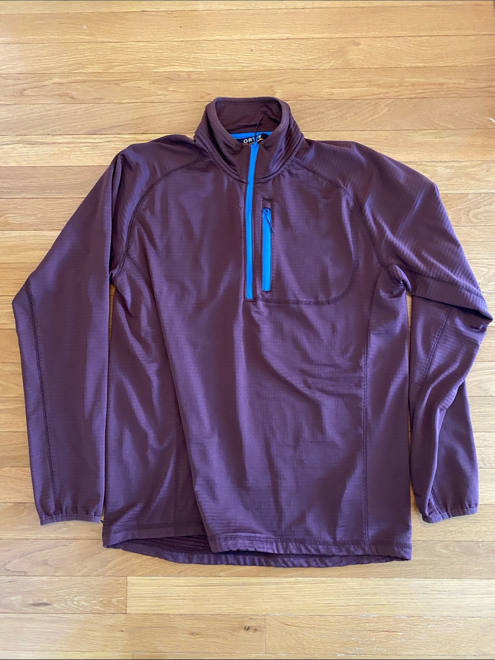 Orvis Performance Quarter-Zip Pullover Jacket - Plum with Blue Zip